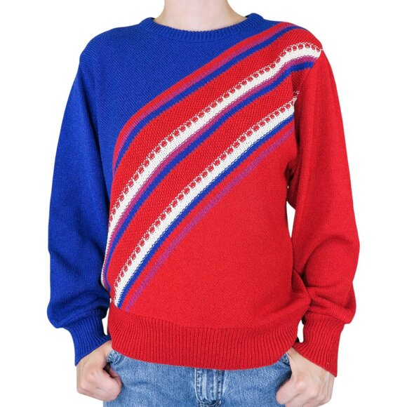 Vintage 60s James Kenrob Red White & Blue Sweater - Picture 1 of 9